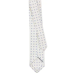 E.Marinella CRAVATTA SARTORIALE 9 PIEGHE IN SETA BIANCA Microfantasia fiore Discount