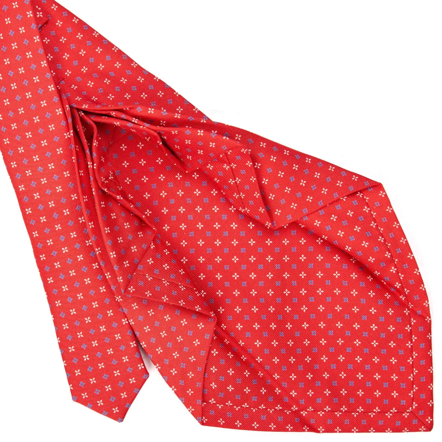 E.Marinella CRAVATTA SARTORIALE 9 PIEGHE IN SETA ROSSA Microfantasia fiore Clearance