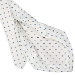 E.Marinella CRAVATTA SARTORIALE 7 PIEGHE IN SETA BIANCA Microfantasia fiore Best
