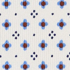 E.Marinella CRAVATTA SARTORIALE 5 PIEGHE IN SETA BIANCA Microfantasia fiore Discount