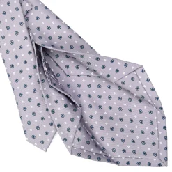 E.Marinella CRAVATTA SARTORIALE 5 PIEGHE IN SETA GRIGIO CHIARO Microfantasia fiore Discount
