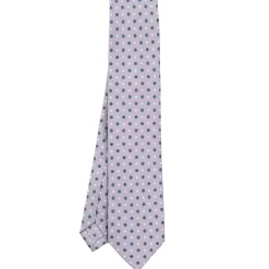 E.Marinella CRAVATTA SARTORIALE 5 PIEGHE IN SETA GRIGIO CHIARO Microfantasia fiore Discount