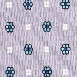 E.Marinella CRAVATTA SARTORIALE 5 PIEGHE IN SETA GRIGIO CHIARO Microfantasia fiore Discount