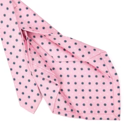 E.Marinella CRAVATTA SARTORIALE 5 PIEGHE IN SETA ROSA Microfantasia fiore Hot