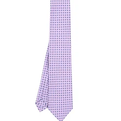 E.Marinella CRAVATTA SARTORIALE 5 PIEGHE IN SETA LILLA Microfantasia fiore Discount