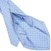 E.Marinella CRAVATTA SARTORIALE 9 PIEGHE IN SETA AZZURRA Microfantasia fiore Best