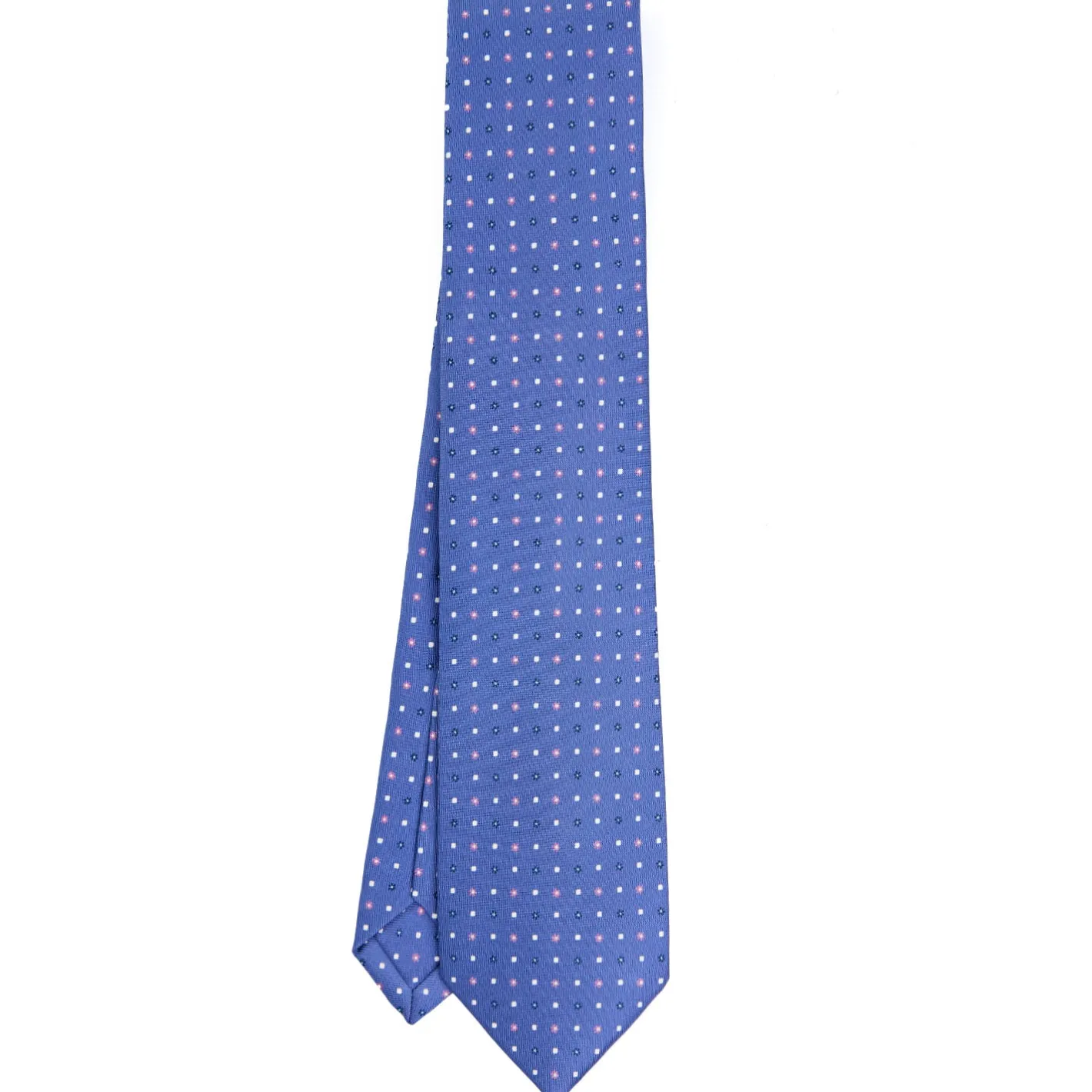 E.Marinella CRAVATTA SARTORIALE 9 PIEGHE IN SETA AZZURRO POLVERE Microfantasia fiore Hot