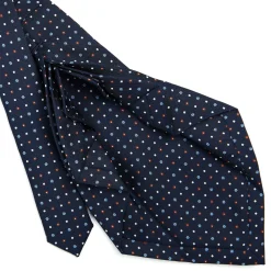 E.Marinella CRAVATTA SARTORIALE 9 PIEGHE IN SETA BLU SCURO Microfantasia fiore Clearance