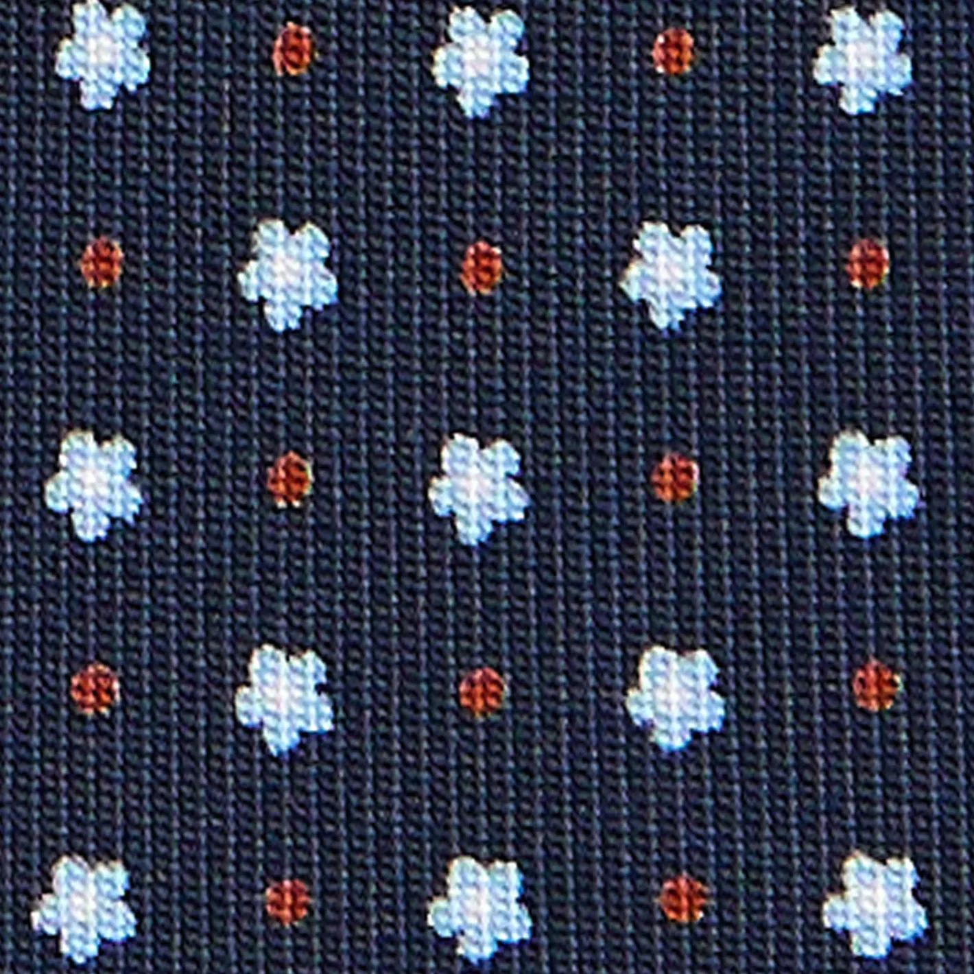 E.Marinella CRAVATTA SARTORIALE 9 PIEGHE IN SETA BLU SCURO Microfantasia fiore New