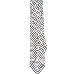 E.Marinella CRAVATTA SARTORIALE 7 PIEGHE IN SETA BIANCA Microfantasia fiore Clearance