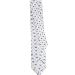 E.Marinella CRAVATTA SARTORIALE 9 PIEGHE IN SETA BIANCA Microfantasia fiore Outlet