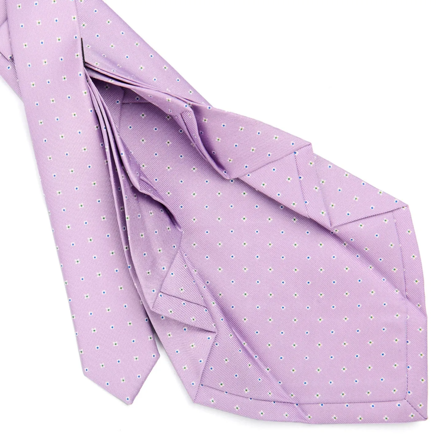 E.Marinella CRAVATTA SARTORIALE 9 PIEGHE IN SETA LILLA Microfantasia fiore Clearance