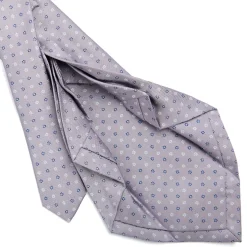 E.Marinella CRAVATTA SARTORIALE 7 PIEGHE IN SETA GRIGIO CHIARO Microfantasia fiore Hot
