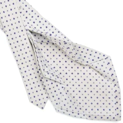 E.Marinella CRAVATTA SARTORIALE 7 PIEGHE IN SETA BIANCA Microfantasia fiore Discount