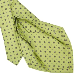 E.Marinella CRAVATTA SARTORIALE 5 PIEGHE IN SETA VERDE CHIARO Microfantasia fiore Sale