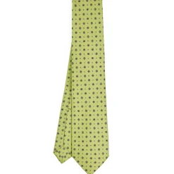 E.Marinella CRAVATTA SARTORIALE 5 PIEGHE IN SETA VERDE CHIARO Microfantasia fiore Sale