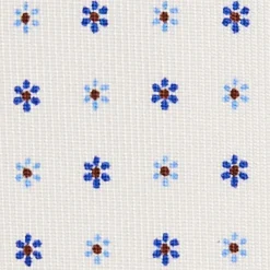 E.Marinella CRAVATTA SARTORIALE 5 PIEGHE IN SETA BIANCA Microfantasia fiore Clearance
