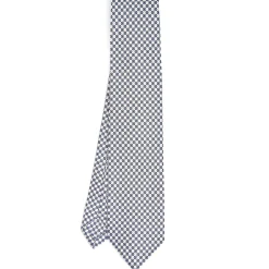 E.Marinella CRAVATTA SARTORIALE 5 PIEGHE IN SETA BIANCA Microfantasia fiore Best