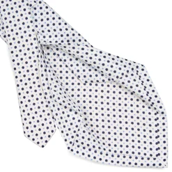 E.Marinella CRAVATTA SARTORIALE 5 PIEGHE IN SETA BIANCA Microfantasia fiore Sale