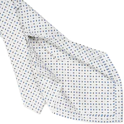 E.Marinella CRAVATTA SARTORIALE 5 PIEGHE IN SETA BIANCA Microfantasia fiore Online