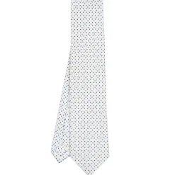 E.Marinella CRAVATTA SARTORIALE 5 PIEGHE IN SETA BIANCA Microfantasia fiore Online