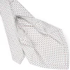E.Marinella CRAVATTA SARTORIALE 7 PIEGHE IN SETA BIANCA Microfantasia fiore Clearance