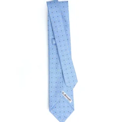 E.Marinella CRAVATTA SARTORIALE 5 PIEGHE IN SETA AZZURRA Microfantasia fiore Sale