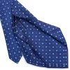 E.Marinella CRAVATTA SARTORIALE 5 PIEGHE IN SETA BLUETTE Microfantasia fiore Discount