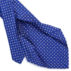 E.Marinella CRAVATTA SARTORIALE 5 PIEGHE IN SETA BLUETTE Microfantasia fiore Sale