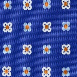 E.Marinella CRAVATTA SARTORIALE 5 PIEGHE IN SETA BLUETTE Microfantasia fiore Sale