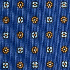 E.Marinella CRAVATTA SARTORIALE 5 PIEGHE IN SETA BLUETTE Microfantasia fiore Best