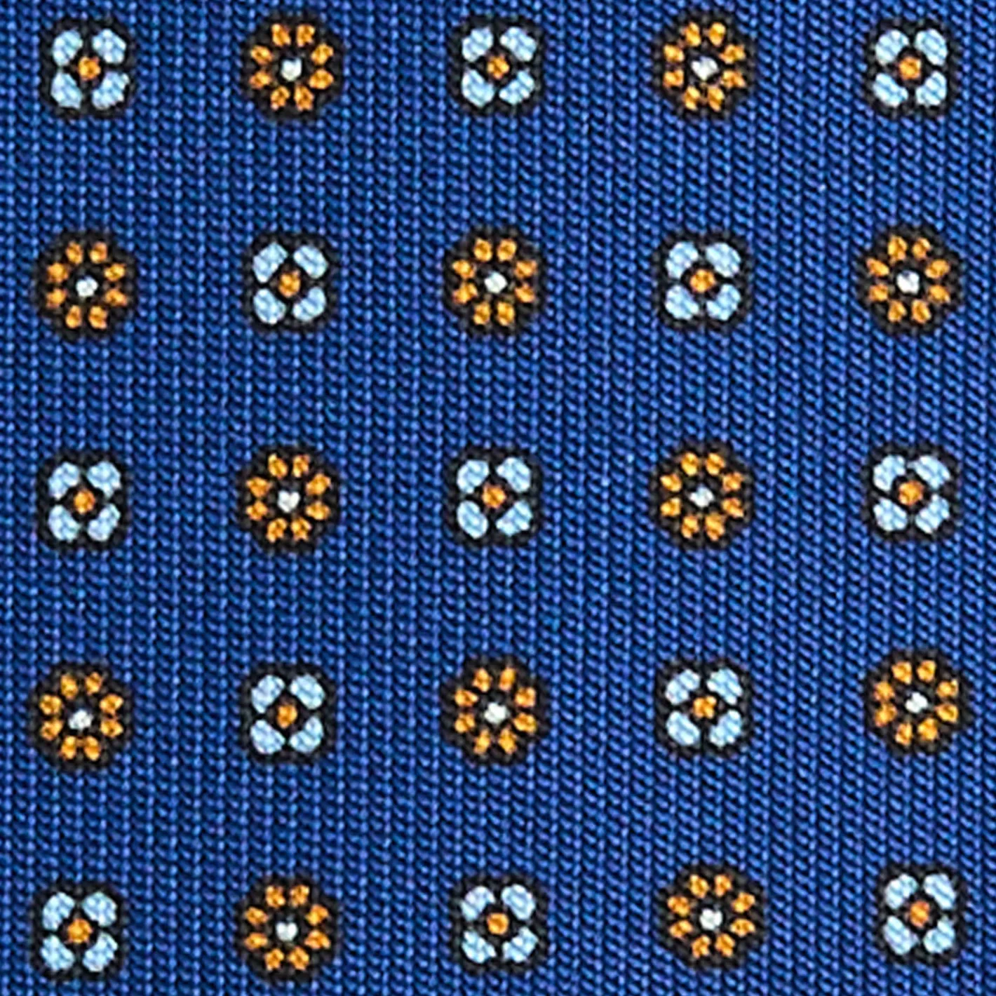E.Marinella CRAVATTA SARTORIALE 5 PIEGHE IN SETA BLUETTE Microfantasia fiore Best