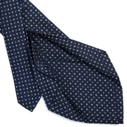 E.Marinella CRAVATTA SARTORIALE 5 PIEGHE IN SETA BLU SCUROMicrofantasia fiore Online