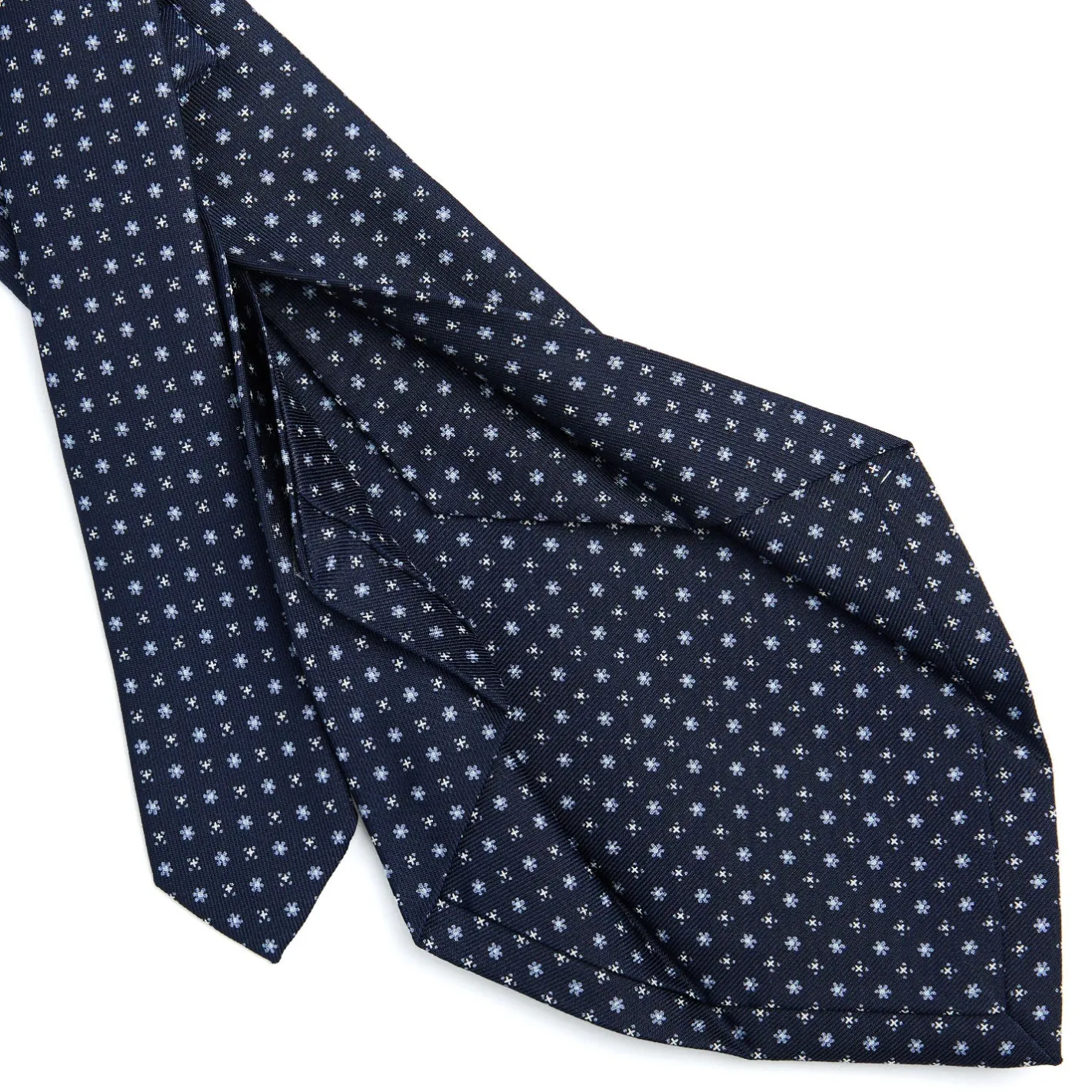 E.Marinella CRAVATTA SARTORIALE 5 PIEGHE IN SETA BLU SCUROMicrofantasia fiore Online