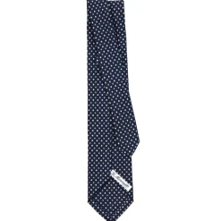 E.Marinella CRAVATTA SARTORIALE 5 PIEGHE IN SETA BLU SCUROMicrofantasia fiore Sale