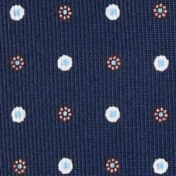 E.Marinella CRAVATTA SARTORIALE 5 PIEGHE IN SETA BLU SCUROMicrofantasia fiore Sale
