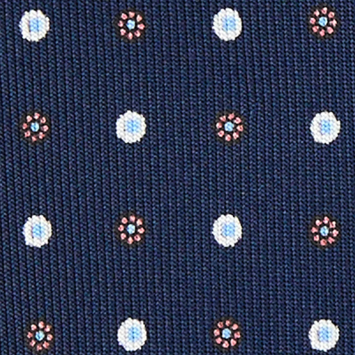 E.Marinella CRAVATTA SARTORIALE 5 PIEGHE IN SETA BLU SCUROMicrofantasia fiore Sale