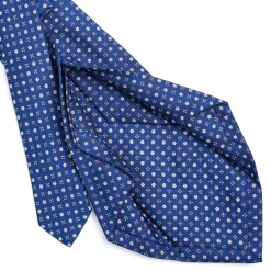 E.Marinella CRAVATTA SARTORIALE 5 PIEGHE IN SETA BLUMicrofantasia fiore Discount