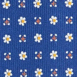 E.Marinella CRAVATTA SARTORIALE 5 PIEGHE IN SETA BLUMicrofantasia fiore Discount
