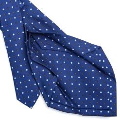E.Marinella CRAVATTA SARTORIALE 5 PIEGHE IN SETA BLUMicrofantasia fiore Outlet