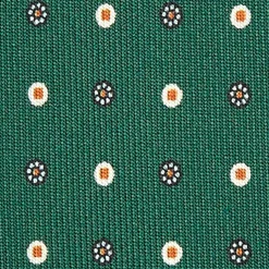 E.Marinella CRAVATTA SARTORIALE 5 PIEGHE IN SETA VERDE SCURO Microfantasia fiore Hot