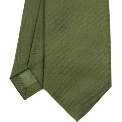 E.Marinella CRAVATTA SARTORIALE SETA JACQUARD VERDE OLIVA Tinta unita Clearance