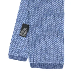 E.Marinella CRAVATTA TRICOT IN CASHMERE AZZURRO POLVERE Tinta unita
