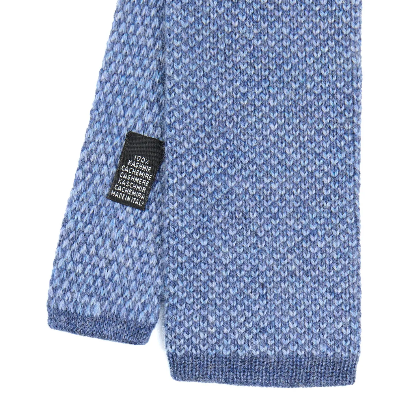 E.Marinella CRAVATTA TRICOT IN CASHMERE AZZURRO POLVERE Tinta unita