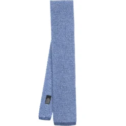 E.Marinella CRAVATTA TRICOT IN CASHMERE AZZURRO POLVERE Tinta unita