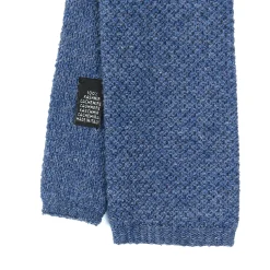 E.Marinella CRAVATTA TRICOT IN CASHMERE BLU Tinta unita New