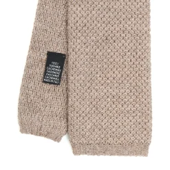 E.Marinella CRAVATTA TRICOT IN CASHMERE BEIGE Tinta unita Discount