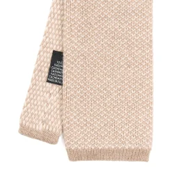 E.Marinella CRAVATTA TRICOT IN CASHMERE BEIGE Tinta unita New