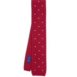 E.Marinella CRAVATTA TRICOT IN CASHMERE BORDEAUX Pois azzurro Outlet