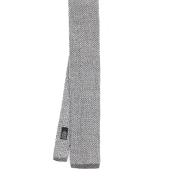 E.Marinella CRAVATTA TRICOT IN CASHMERE GRIGIO CHIARO Tinta unita Hot